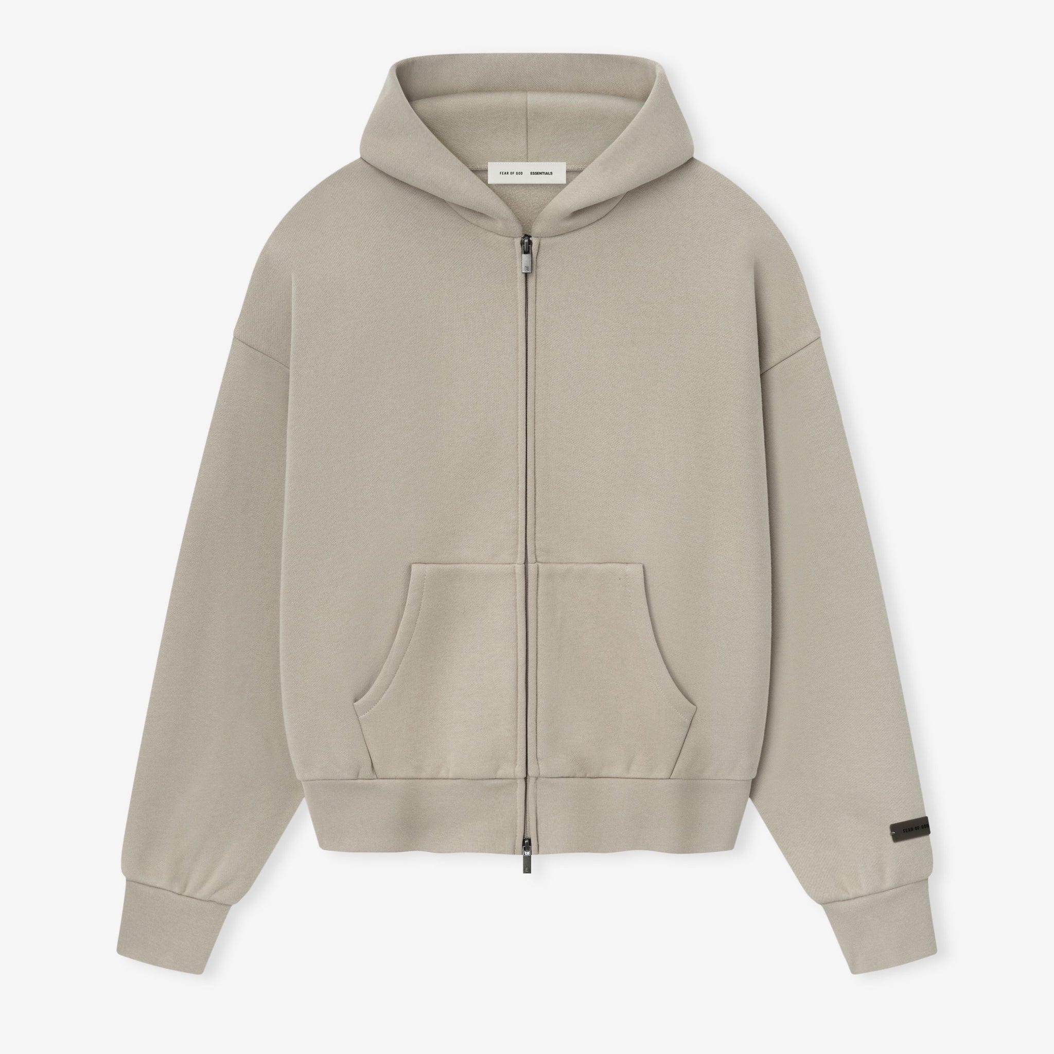 เสื้อฮู้ดดี้ซิปขนแกะคลาสสิก Essentials จาก Fear of God สี Heather Stone (SS25)