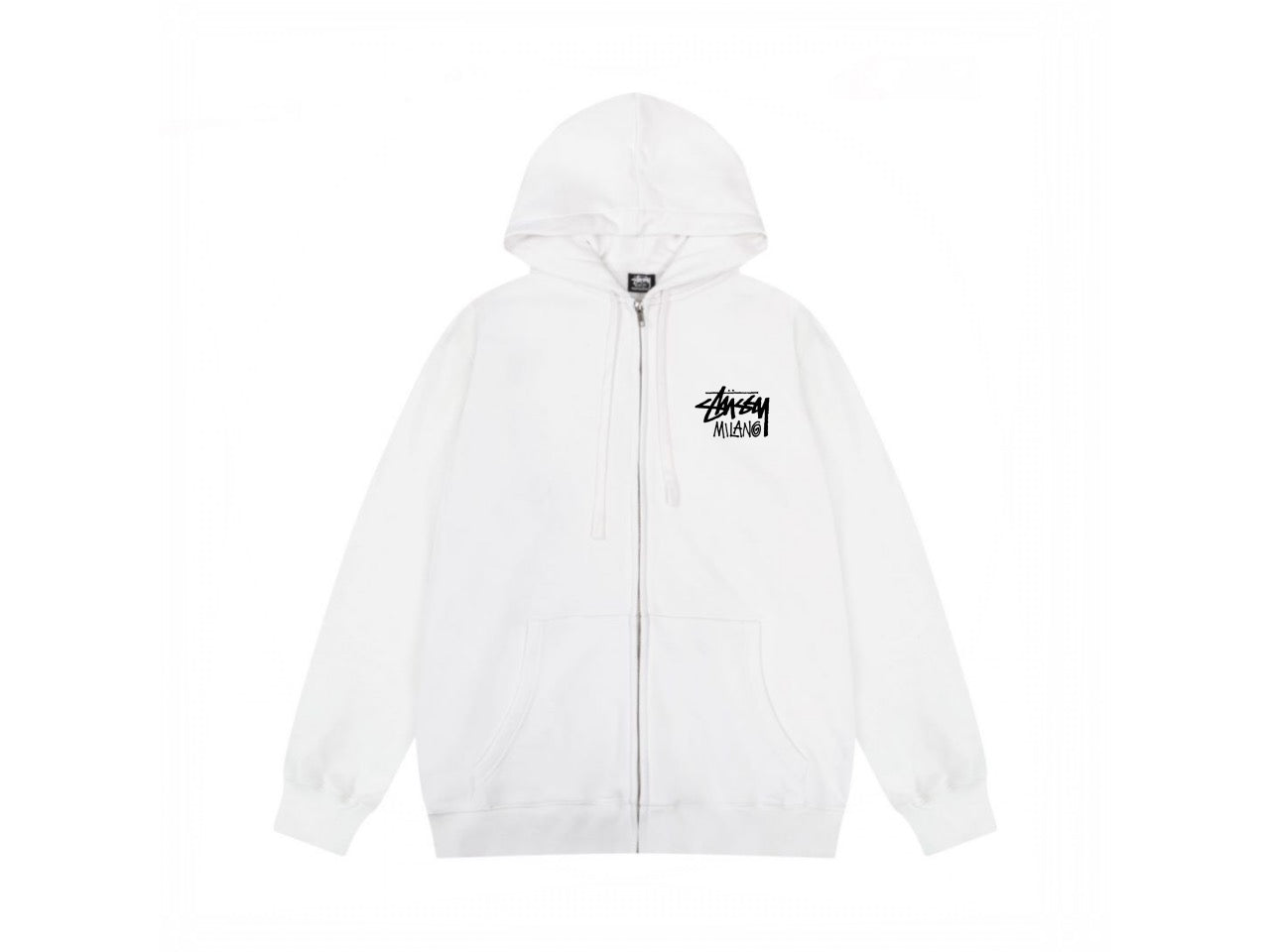 Stussy 2024 Fall Collection Drawstring Hood Letter Print Fleece Zip-Up Vintage American Hoodie Unisex