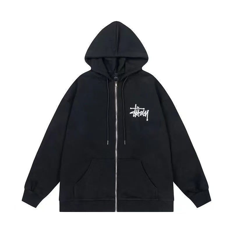 Stussy SS22 Basic Zip Hoodie | Classic Logo Print | Unisex Full-Zip Sweatshirt