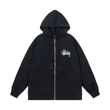 Stussy SS22 Basic Zip Hoodie | Classic Logo Print | Unisex Full-Zip Sweatshirt