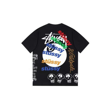 Stussy SS23 Test Strike Pigment Dyed Tee 8-Ball Series Summer Collection Black 12 Logo Letter Print Loose-Fit Vintage American Style T-Shirt Unisex