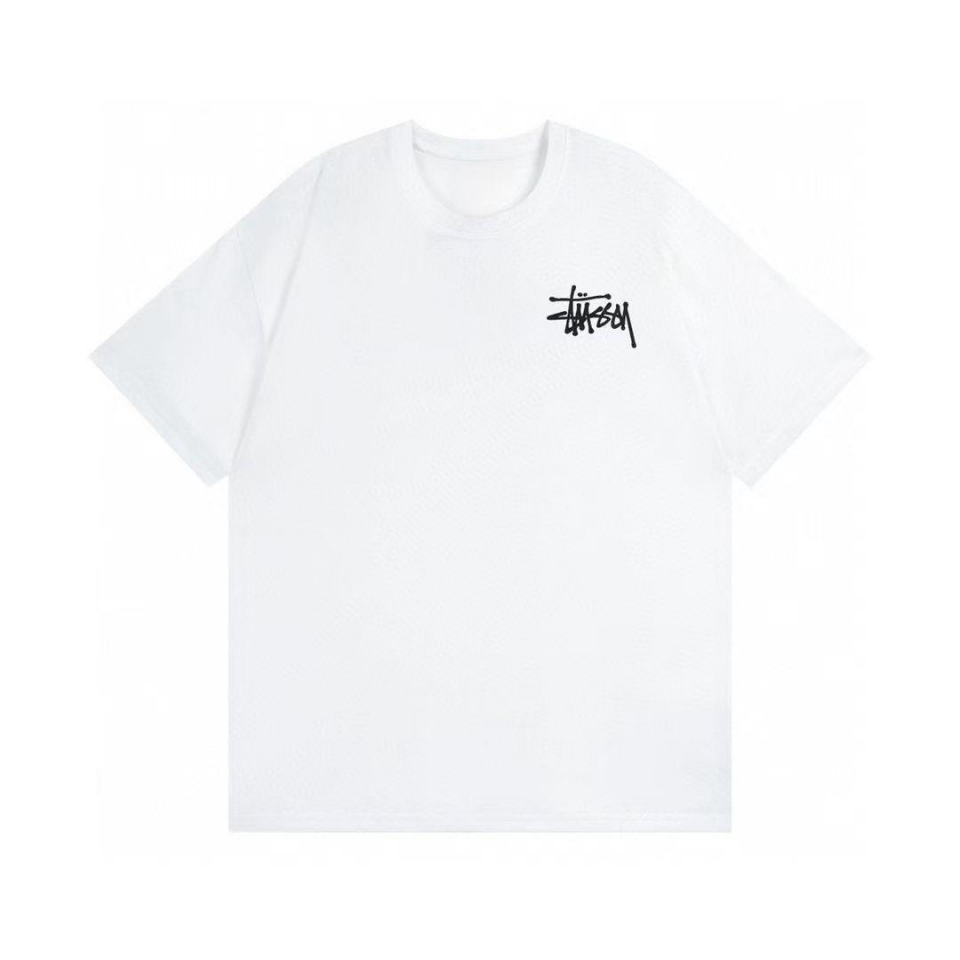 เสื้อยืดคอกลมพิมพ์ลายโลโก้ตัวอักษร Stussy SS23 Basic Tee | สไตล์วินเทจอเมริกันแบบยูนิเซ็กซ์