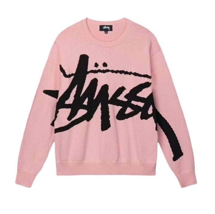 Stussy Classic Stock Sweater - Black, Oversized Fit