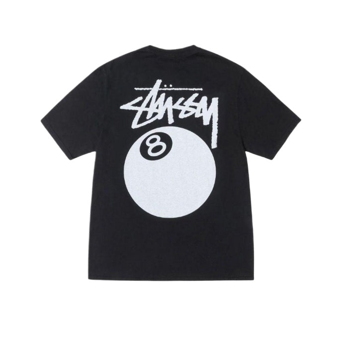 Stussy 8 Ball Series SS24 Classic Black Eight-Ball Graphic Oversized Crewneck T-Shirt | Unisex American Vintage Style