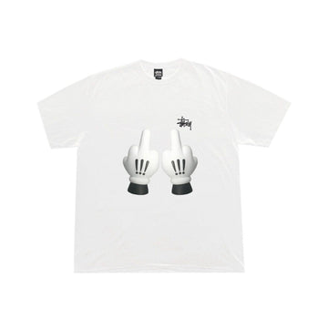 Stussy Cartoon Glove Graphic Tee Unisex Oversized Streetwear T Shirt Black White